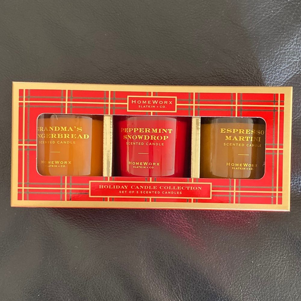 ** NIB** HomeWorx by Slatkin & Co. 3-pc Holiday Candle Gift Set